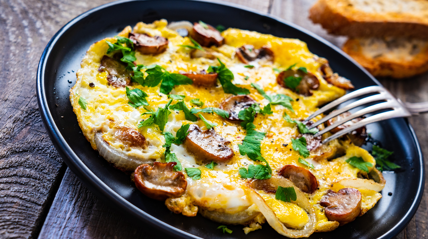 Omelette aux légumes et fromage aux herbes